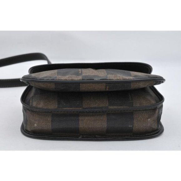 Fendi Brown Checkerboard Print Coated Canvas And Leather Belt Or Shoulder Purse - Picture 3 of 5